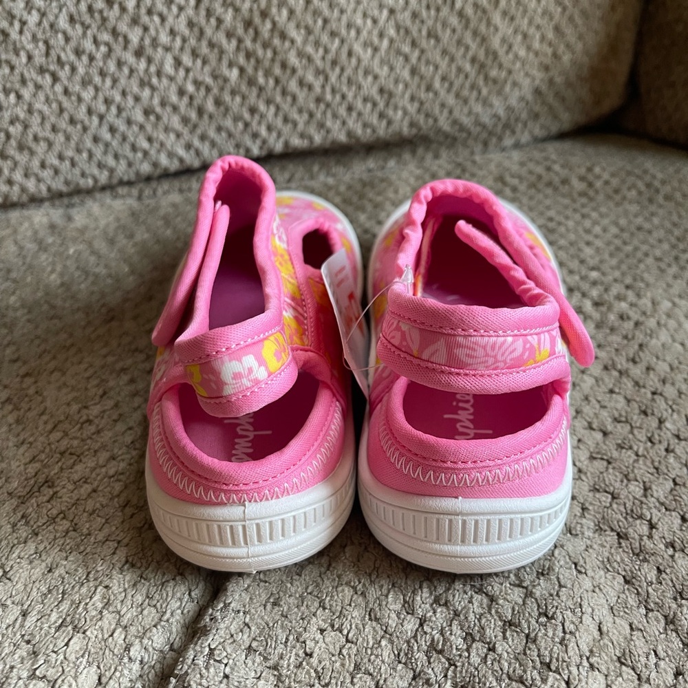 Oomphies Pink and Yellow Floral Kids Sandals - Picture 4 of 5